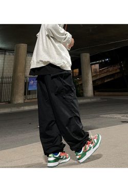 Style Core Aesthetics, New Style Trends - Pantalon Cargo Parachute Baggy Vintage Y2K