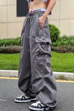 Style Core Aesthetics, New Style Trends - Pantalon cargo parachute surdimensionné Y2K