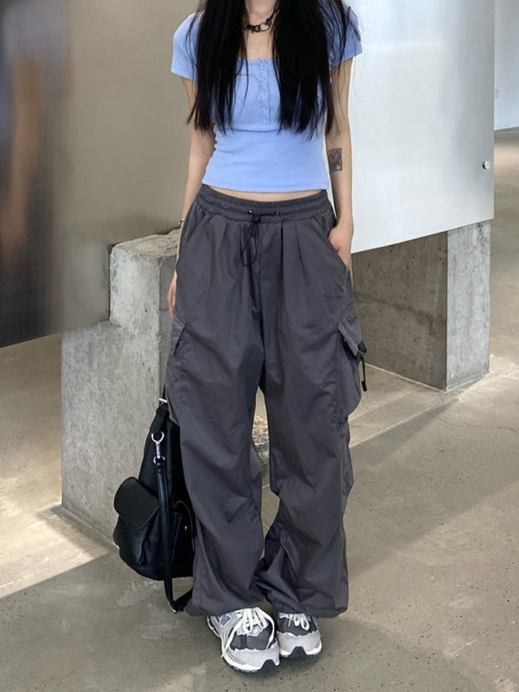 Style Core Aesthetics, New Style Trends - Pantalon Cargo Parachute Y2K Style Core Aesthetics, New Style Trends - Pantalon Cargo Parachute Y2K