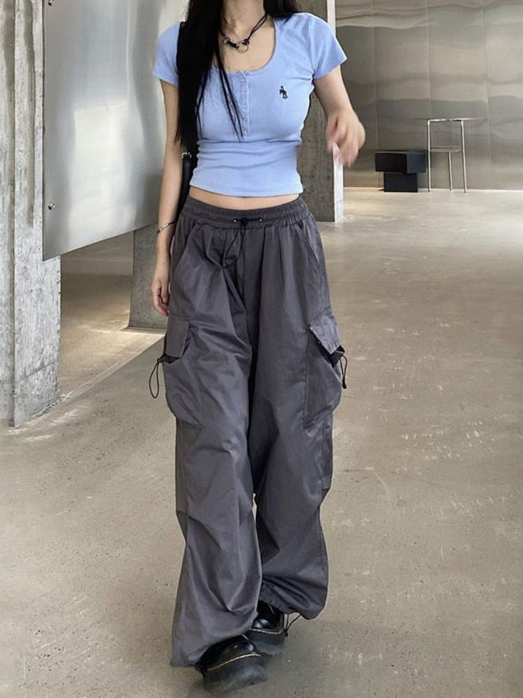Style Core Aesthetics, New Style Trends - Pantalon Cargo Parachute Y2K Style Core Aesthetics, New Style Trends - Pantalon Cargo Parachute Y2K