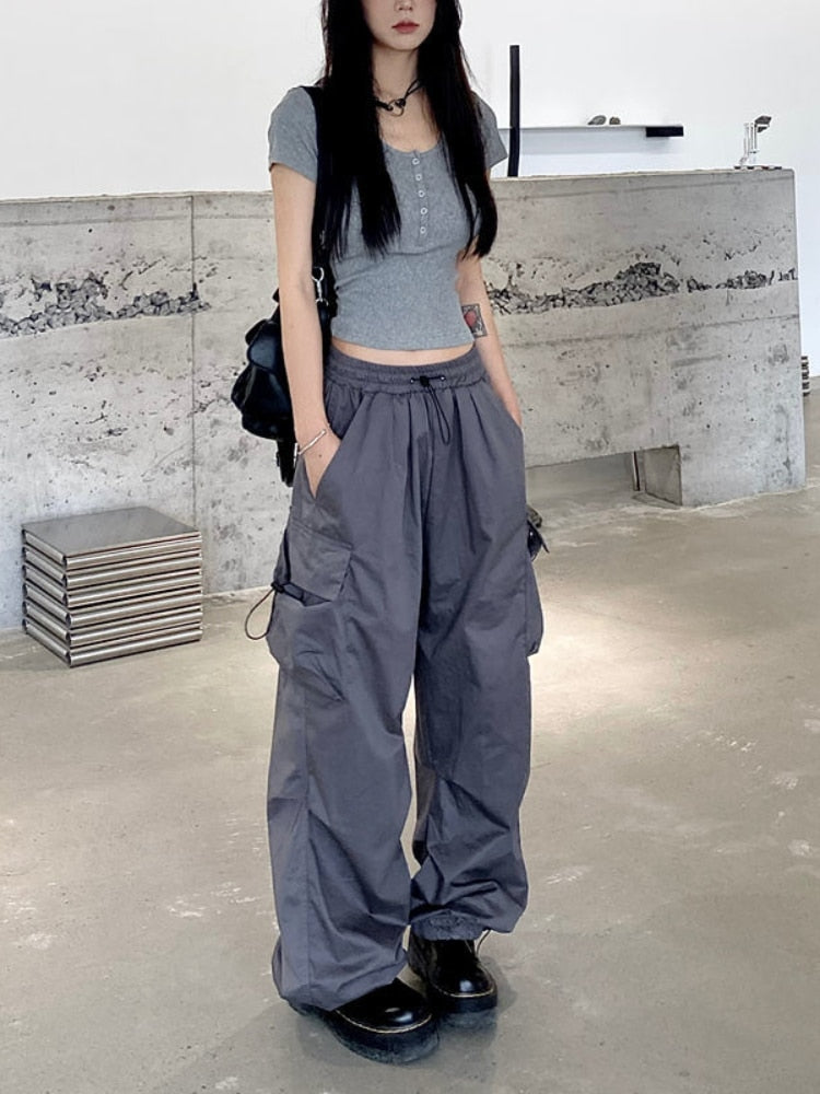 Style Core Aesthetics, New Style Trends - Pantalon Cargo Parachute Y2K Style Core Aesthetics, New Style Trends - Pantalon Cargo Parachute Y2K