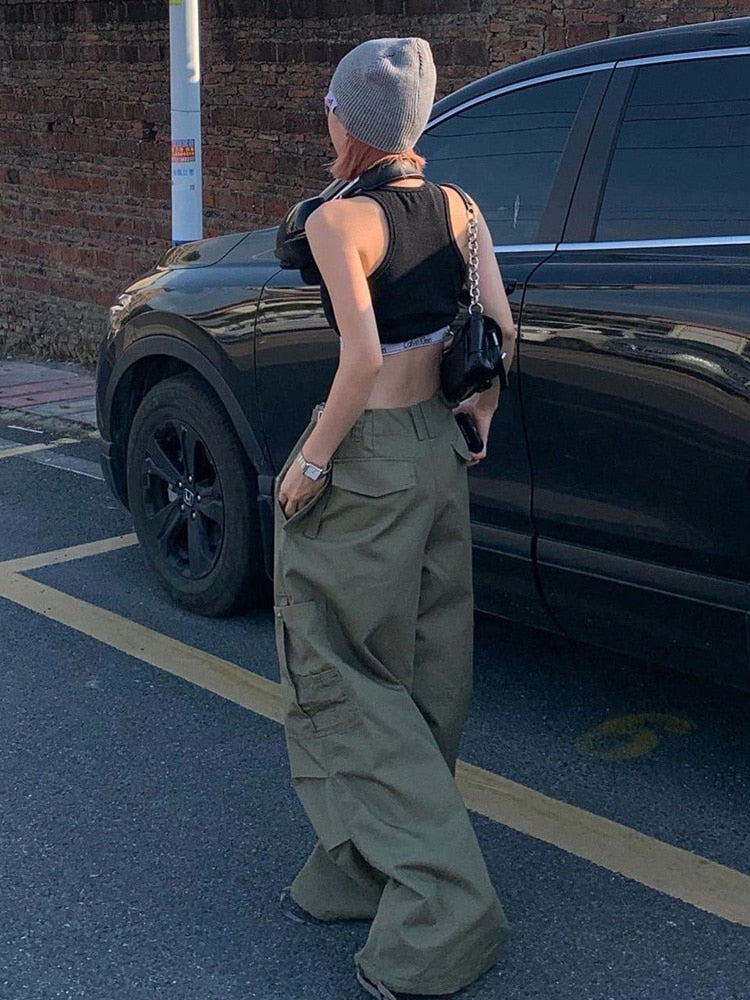 Style Core Aesthetics, New Style Trends - Pantalon Parachute Baggy à cordon de serrage Y2K Style Core Aesthetics, New Style Trends - Pantalon Parachute Baggy à cordon de serrage Y2K