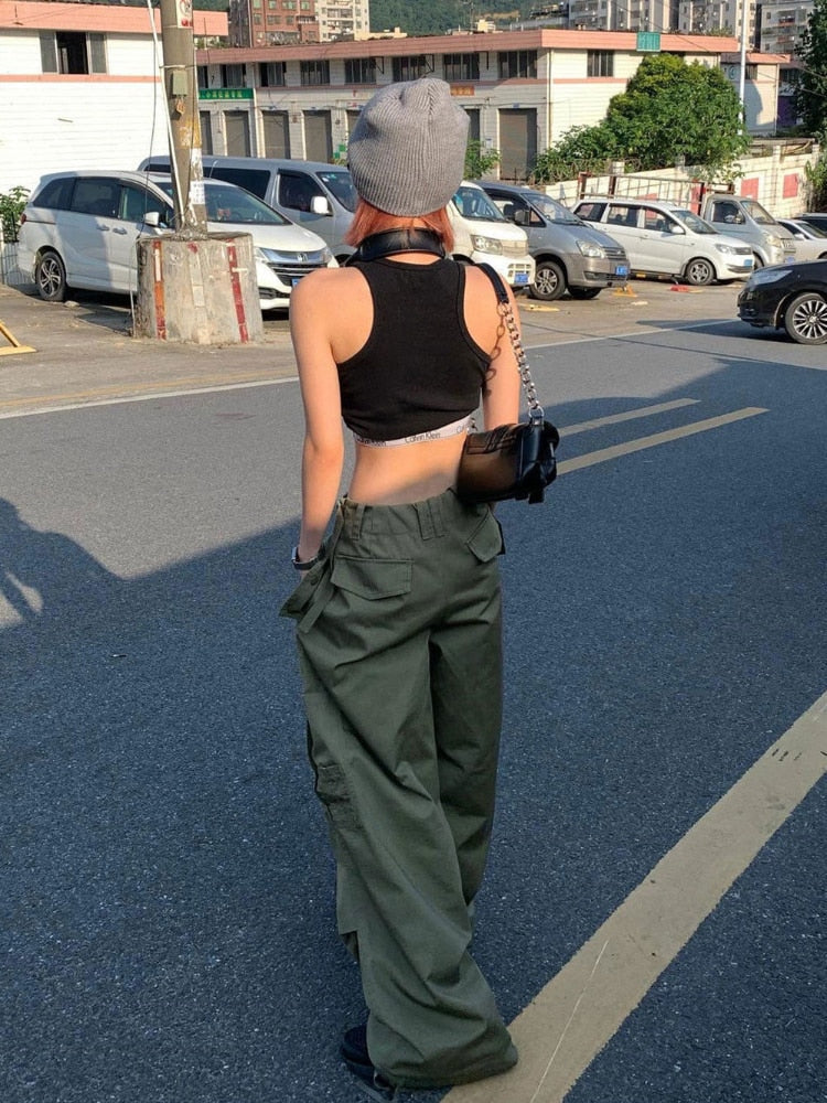 Style Core Aesthetics, New Style Trends - Pantalon Parachute Baggy à cordon de serrage Y2K Style Core Aesthetics, New Style Trends - Pantalon Parachute Baggy à cordon de serrage Y2K