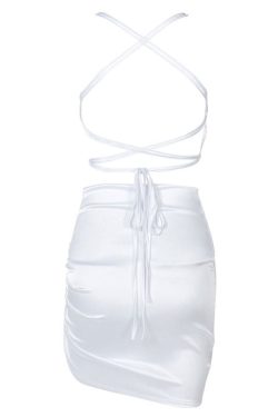 Style Core Aesthetics, New Style Trends - Parisian Lace Up Satin Dress