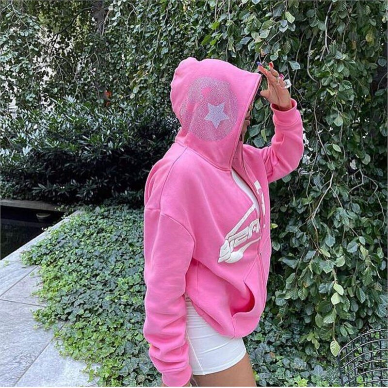 Style Core Aesthetics, New Style Trends - Pink full zip hoodie Style Core Aesthetics, New Style Trends - Pink full zip hoodie
