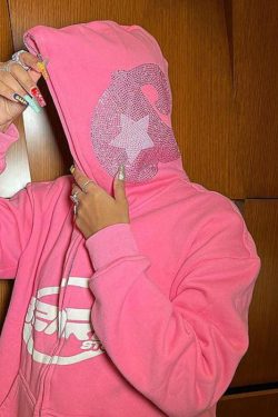 Style Core Aesthetics, New Style Trends - Pink full zip hoodie