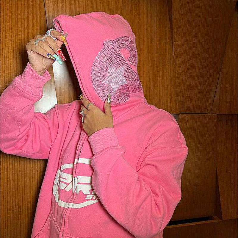 Style Core Aesthetics, New Style Trends - Pink full zip hoodie Style Core Aesthetics, New Style Trends - Pink full zip hoodie