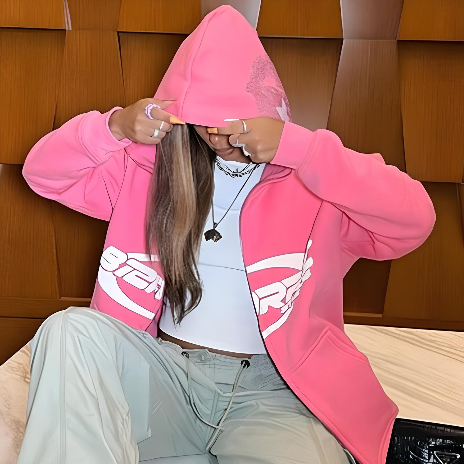 Style Core Aesthetics, New Style Trends - Pink full zip hoodie Style Core Aesthetics, New Style Trends - Pink full zip hoodie