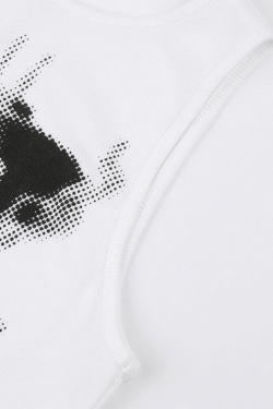 Style Core Aesthetics, New Style Trends - Pixel Robot Star White Cropped Tank Top