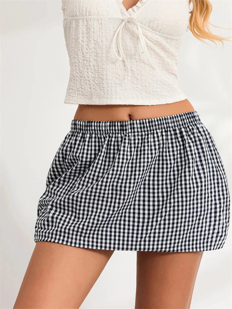 Style Core Aesthetics, New Style Trends - Plaid Bubble Mini Skirt Style Core Aesthetics, New Style Trends - Plaid Bubble Mini Skirt