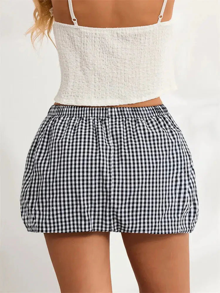 Style Core Aesthetics, New Style Trends - Plaid Bubble Mini Skirt Style Core Aesthetics, New Style Trends - Plaid Bubble Mini Skirt