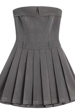 Style Core Aesthetics, New Style Trends - Pleated Mini Dress in Grey