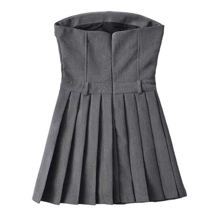 Style Core Aesthetics, New Style Trends - Pleated Mini Dress in Grey Style Core Aesthetics, New Style Trends - Pleated Mini Dress in Grey