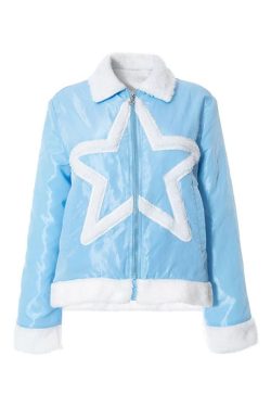 Style Core Aesthetics, New Style Trends - Plush Star Trim Design Jacket