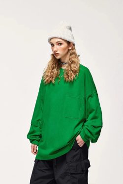 Style Core Aesthetics, New Style Trends - Pocket Layered Sleeve Basic Sweatshirt