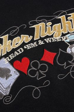 Style Core Aesthetics, New Style Trends - Poker Night Embroidered Sweatshirt
