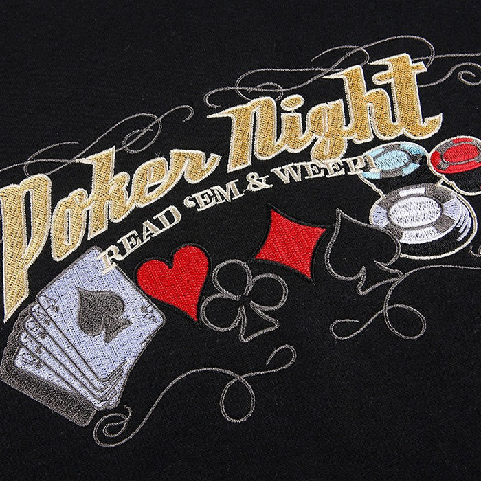 Style Core Aesthetics, New Style Trends - Poker Night Embroidered Sweatshirt Style Core Aesthetics, New Style Trends - Poker Night Embroidered Sweatshirt