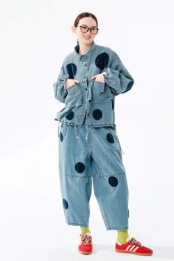 Style Core Aesthetics, New Style Trends - Polka Dot Button Up Denim Jacket