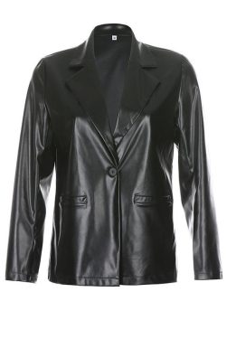 Style Core Aesthetics, New Style Trends - PU Leather Casual Blazer Jacket