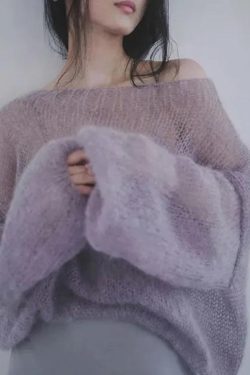 Style Core Aesthetics, New Style Trends - Puff Sleeved Mesh Knit Sweater