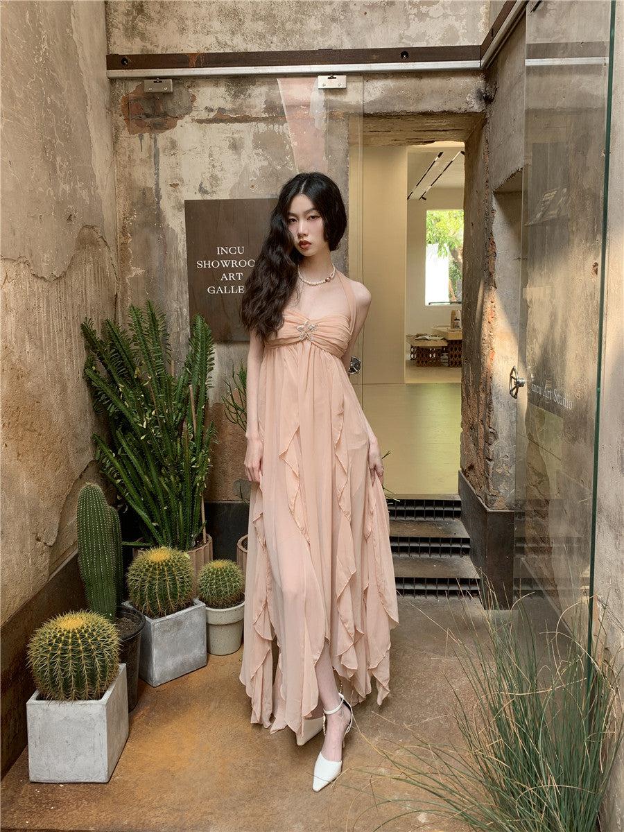 Style Core Aesthetics, New Style Trends - Pure Backless Chiffon Midi Dress Style Core Aesthetics, New Style Trends - Pure Backless Chiffon Midi Dress
