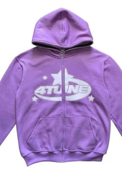 Style Core Aesthetics, New Style Trends - Purple full zip hoodie