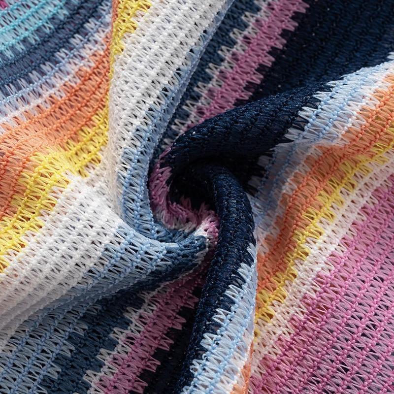 Style Core Aesthetics, New Style Trends - Rainbow Off Shoulder Knitted Mini Dress Style Core Aesthetics, New Style Trends - Rainbow Off Shoulder Knitted Mini Dress