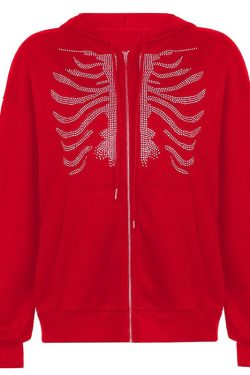 Style Core Aesthetics, New Style Trends - Rhinestone Skeleton Hoodie