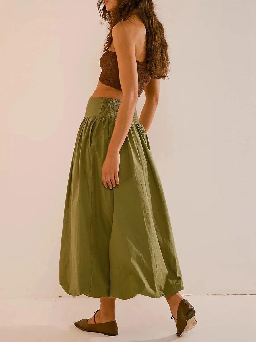 Style Core Aesthetics, New Style Trends - Ruched Bubble Hem Midi Skirt Style Core Aesthetics, New Style Trends - Ruched Bubble Hem Midi Skirt