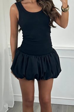 Style Core Aesthetics, New Style Trends - Ruched Bubble Mini Skirt