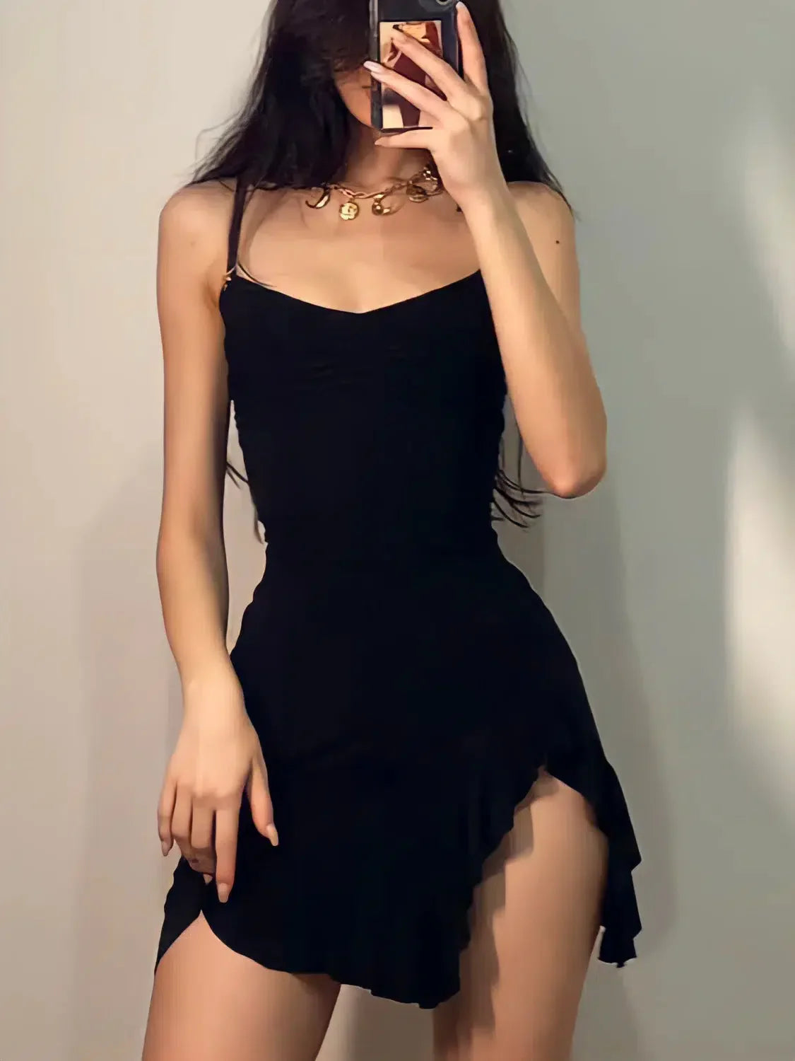 Style Core Aesthetics, New Style Trends - Ruffled Slit Bodycon Mini Dress Style Core Aesthetics, New Style Trends - Ruffled Slit Bodycon Mini Dress