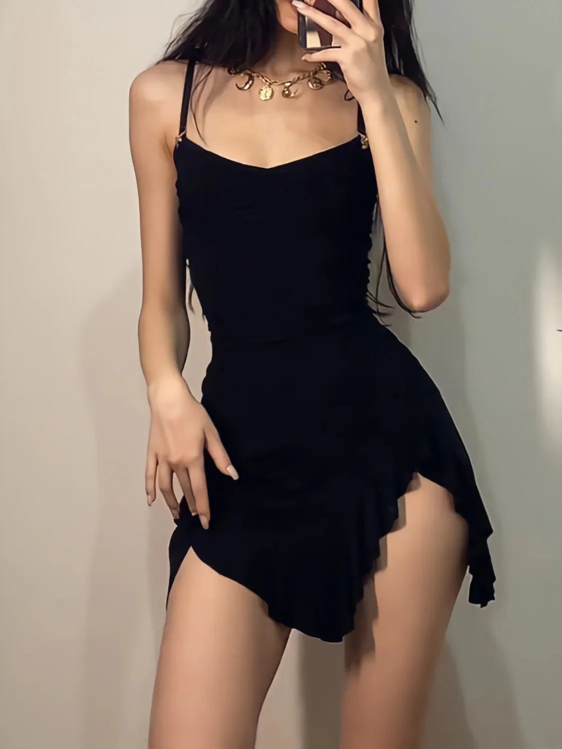 Style Core Aesthetics, New Style Trends - Ruffled Slit Bodycon Mini Dress Style Core Aesthetics, New Style Trends - Ruffled Slit Bodycon Mini Dress