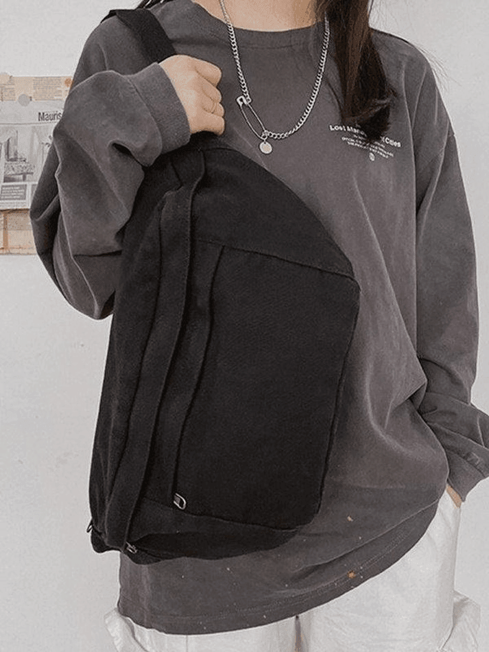 Style Core Aesthetics, New Style Trends - Sac à bandoulière à capacité de lavage vintage Style Core Aesthetics, New Style Trends - Sac à bandoulière à capacité de lavage vintage