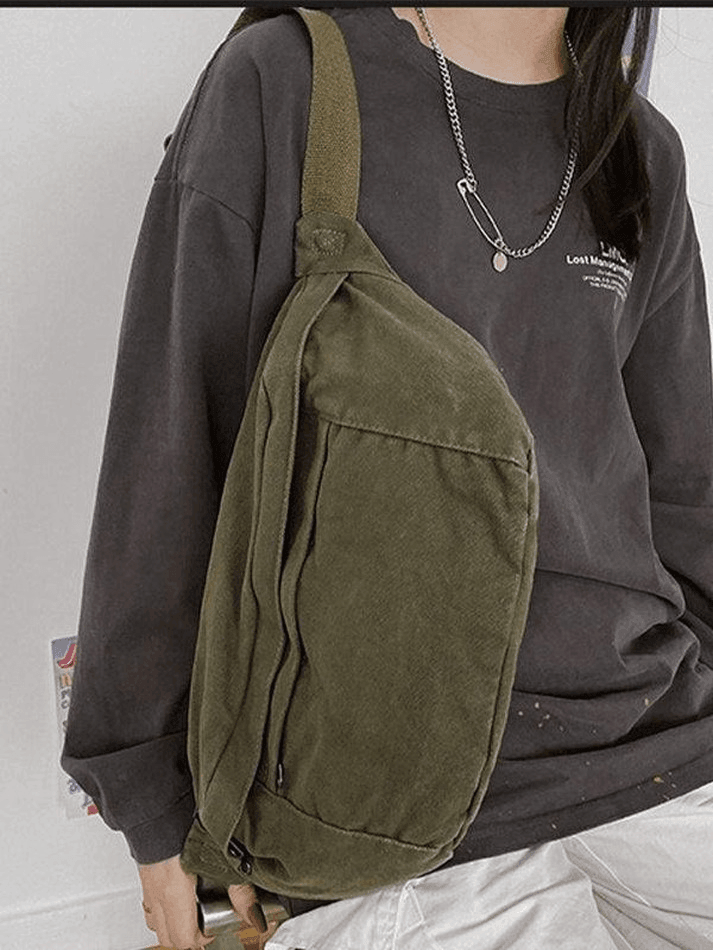 Style Core Aesthetics, New Style Trends - Sac à bandoulière à capacité de lavage vintage Style Core Aesthetics, New Style Trends - Sac à bandoulière à capacité de lavage vintage