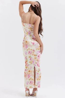 Style Core Aesthetics, New Style Trends - Satin Floral Pencil Maxi Dress