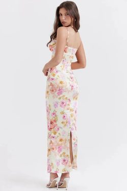 Style Core Aesthetics, New Style Trends - Satin Floral Pencil Maxi Dress