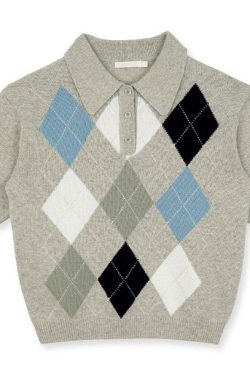Style Core Aesthetics, New Style Trends - Self Made Argyle Collar Top