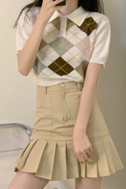 Style Core Aesthetics, New Style Trends - Self Made Argyle Collar Top
