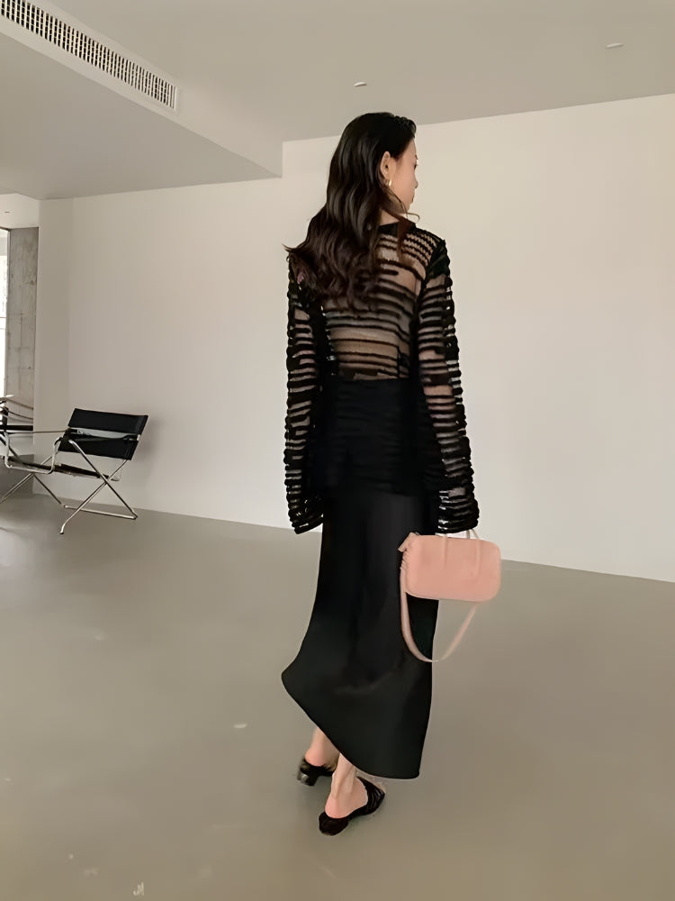 Style Core Aesthetics, New Style Trends - Sheer Loose Knitted Sweater Style Core Aesthetics, New Style Trends - Sheer Loose Knitted Sweater