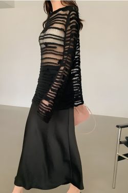 Style Core Aesthetics, New Style Trends - Sheer Loose Knitted Sweater
