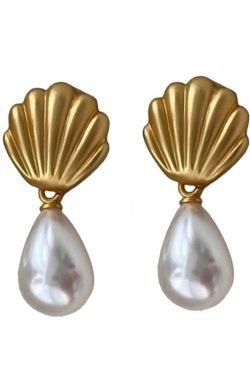 Style Core Aesthetics, New Style Trends - Shell Pearl Drop Earrings