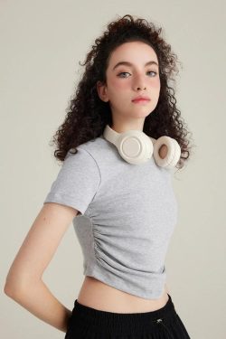 Style Core Aesthetics, New Style Trends - Side Ruched Crop Top
