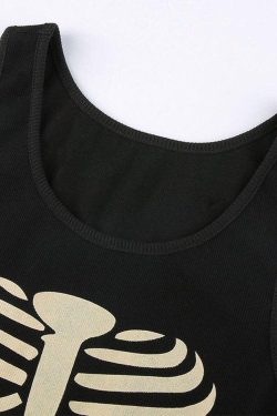 Style Core Aesthetics, New Style Trends - Skeleton Print Crop Tank Top