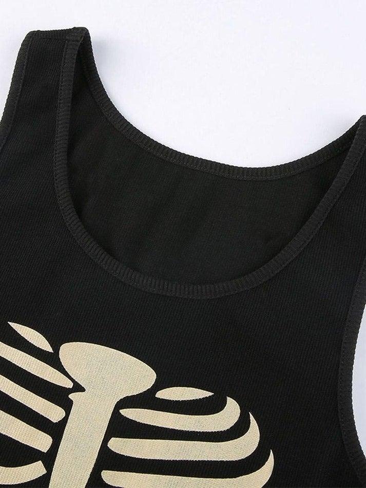 Style Core Aesthetics, New Style Trends - Skeleton Print Crop Tank Top Style Core Aesthetics, New Style Trends - Skeleton Print Crop Tank Top