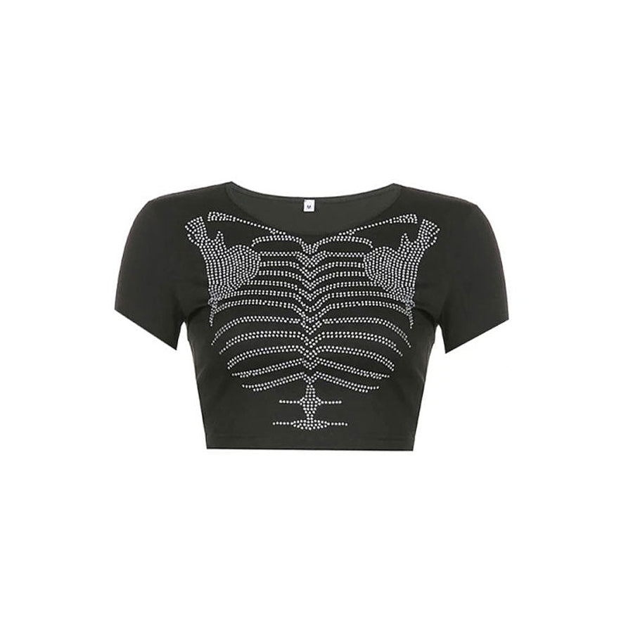 Style Core Aesthetics, New Style Trends - Skeleton Rhinestone Crop Top Style Core Aesthetics, New Style Trends - Skeleton Rhinestone Crop Top
