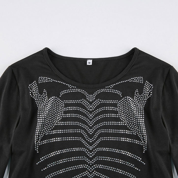 Style Core Aesthetics, New Style Trends - Skeleton Rhinestone Crop Top Style Core Aesthetics, New Style Trends - Skeleton Rhinestone Crop Top