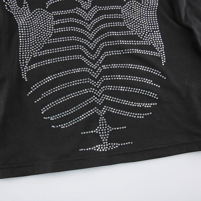 Style Core Aesthetics, New Style Trends - Skeleton Rhinestone Long Sleeve Top Style Core Aesthetics, New Style Trends - Skeleton Rhinestone Long Sleeve Top