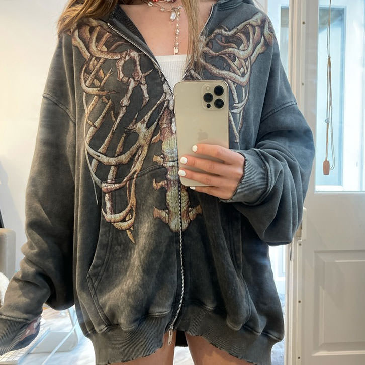 Style Core Aesthetics, New Style Trends - Skeleton Zip Up Hoodie Style Core Aesthetics, New Style Trends - Skeleton Zip Up Hoodie