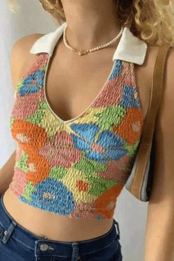 Style Core Aesthetics, New Style Trends - Smocked Halter Cropped Tank Top