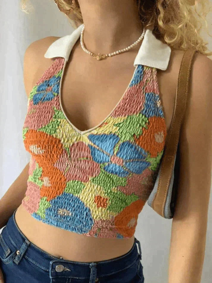 Style Core Aesthetics, New Style Trends - Smocked Halter Cropped Tank Top Style Core Aesthetics, New Style Trends - Smocked Halter Cropped Tank Top